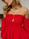 Летнее муслиновое женское платье с открытыми плечами и топом-резинкой красного цвета, фото 11