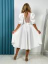 Elegant milky midi dress with a chic back and puffy sleeves, фото 4