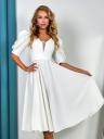 Elegant milky midi dress with a chic back and puffy sleeves, фото 3