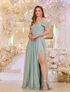 Вечернее шифоновое платье мятного цвета