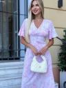 Розовое платье с коротким рукавом и цветочным принтом, фото 3