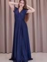 Блестящее темно синее длинное вечернее платье большого размера, фото 2