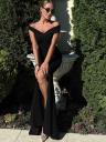 Элегантное облегающее черное платье с открытыми плечами, фото 3