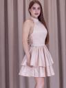 Короткое нарядное атласное платье бежевого цвета, фото 5