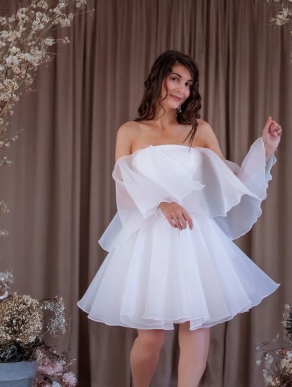 Пышное легкое шифоновое короткое платье с пышной юбкой, фото 1