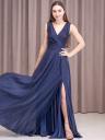 Нарядное шифоновое платье на свадьбу для мамы невесты или жениха синего цвета, фото 3