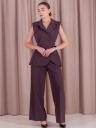 Коричневый женский брючный костюм двойка: жилет и брюки, фото 5