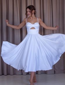 Белое платье на свадьбу миди