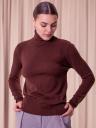 Однотонный базовый гольф шоколадного цвета с горловиной, фото 5
