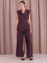 Коричневый женский брючный костюм двойка: жилет и брюки, фото 3