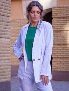 Летний женский льнянной костюм двойка белого цвета