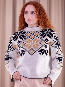 [COPY] Теплый вязаный свитер оверсайз с орнаментом "вышиванка"