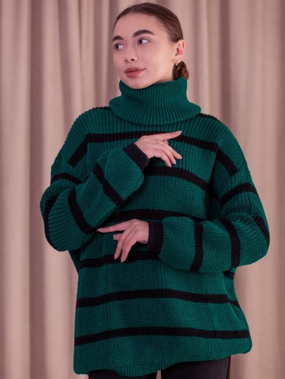 Вязаный свитер зеленый, фото 1