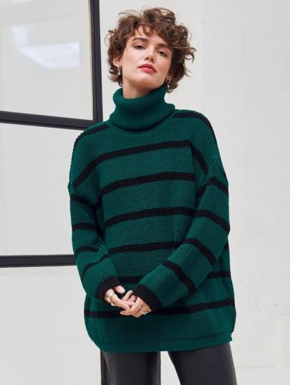 Теплый вязаный свитер зеленый, фото 1