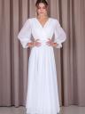Увеличить фото Шифоновое белое длинное платье с рукавом, фото 4