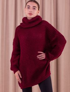 [COPY] Теплый вязаный свитер марсала с горловиной