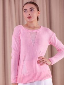 Женский теплый розовый свитер на зиму на рубашку или под пояс