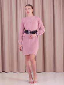 Светлое вязаное платье свитер на длинный рукав