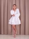 Короткое белое нарядное платье на длинный рукав и с пышной юбкой, фото 7
