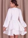 Короткое белое нарядное платье на длинный рукав и с пышной юбкой, фото 9