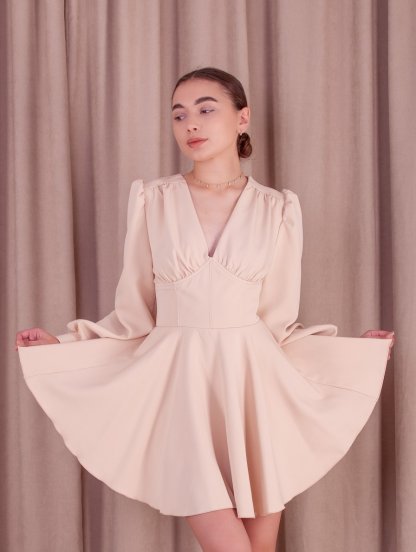 Короткое коктейльное платье-шорты, платье на длинный рукав, фото 1