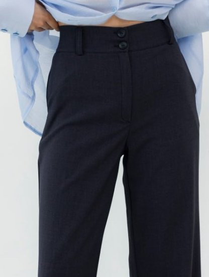 Классические шерстяные темно серые женские брюки на зиму, фото 1