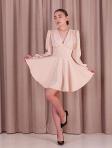 Короткое коктейльное платье-шорты, платье на длинный рукав