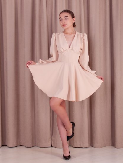 Короткое коктейльное платье-шорты, платье на длинный рукав, фото 1