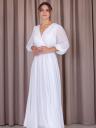 Увеличить фото Шифоновое белое длинное платье с рукавом, фото 11