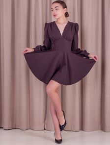 Нарядное коктейльное платье-шорты шоколадного цвета