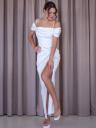 Женское прямое белое платье прямого силуэта и с вырезом на ноге, фото 2