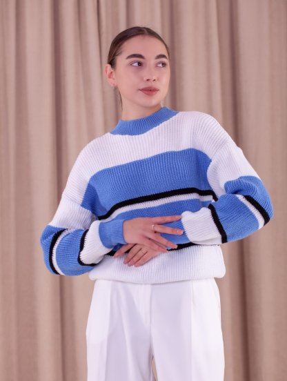 Мягкий зимний шерстяной свитер под шею без высокой горловины, фото 1