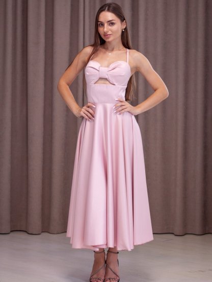 Вечернее нарядное платье светлого розового цвета, фото 1