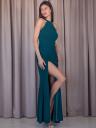 Увеличить фото Длинное вечернее платье зеленого цвета с открытой спиной и разрезом, фото 5