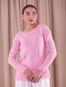 Женский теплый розовый свитер на зиму на рубашку или под пояс