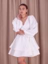 Короткое белое нарядное платье на длинный рукав и с пышной юбкой, фото 3
