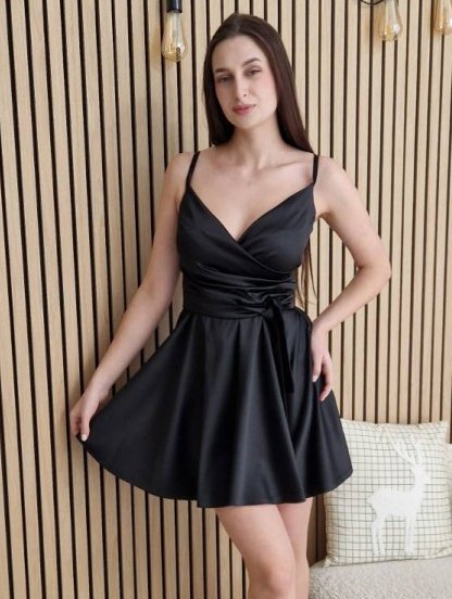 Короткое черное нарядное платье на выпускной или день рождения, фото 1