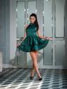 Увеличить фото Модное котейльное атласное платье зеленого цвета с открытой спиной, фото 3