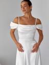 Увеличить фото Вечернее белое платье с воланом в районе груди, фото 2