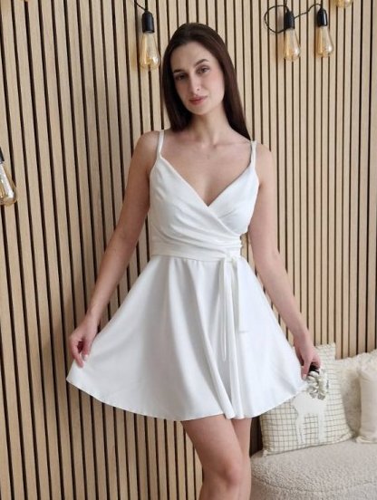Короткое белое платье на вальс, фото 1