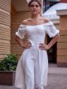 Увеличить фото Женское белое платье с открытыми плечами миди длины, фото 11