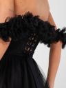 Черное корсетное платье с цветами на выпускной или для невесты, фото 2