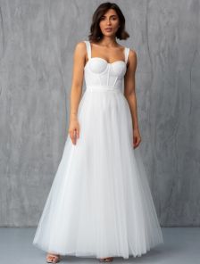 [COPY] Длинное корсетное белое платье на выпускной или для невесты