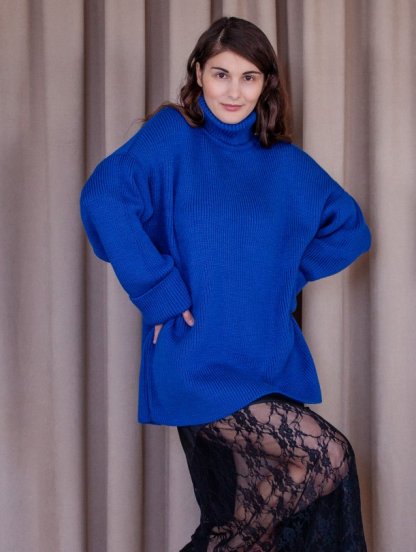 Теплый вязаный стильный свитер оверсайз на зиму, фото 1