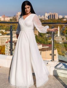 Белое шифоновое платье в большом размере