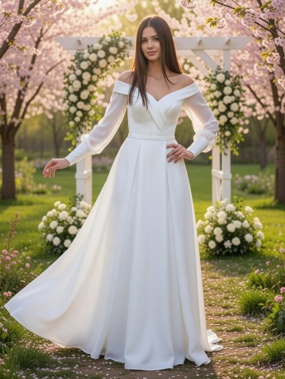 Длинное белое корсетное вечернее платье на выпуской или свадьбу, фото 1