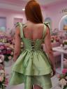 Короткое корсетное фисташка платье с чашками, фото 2