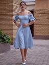 Увеличить фото Женское голубое платье с открытыми плечами и коротким рукавом, фото 3