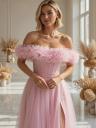 Увеличить фото Светлое розовое корсетное платье с цветами на выпускной или для невесты, фото 2