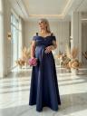 Вечернее темно синее платье с воланом на руки и в большом размере, фото 3